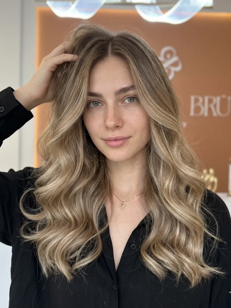 Mechas loiras em cabelo comprido liso — salão de beleza em Recife
