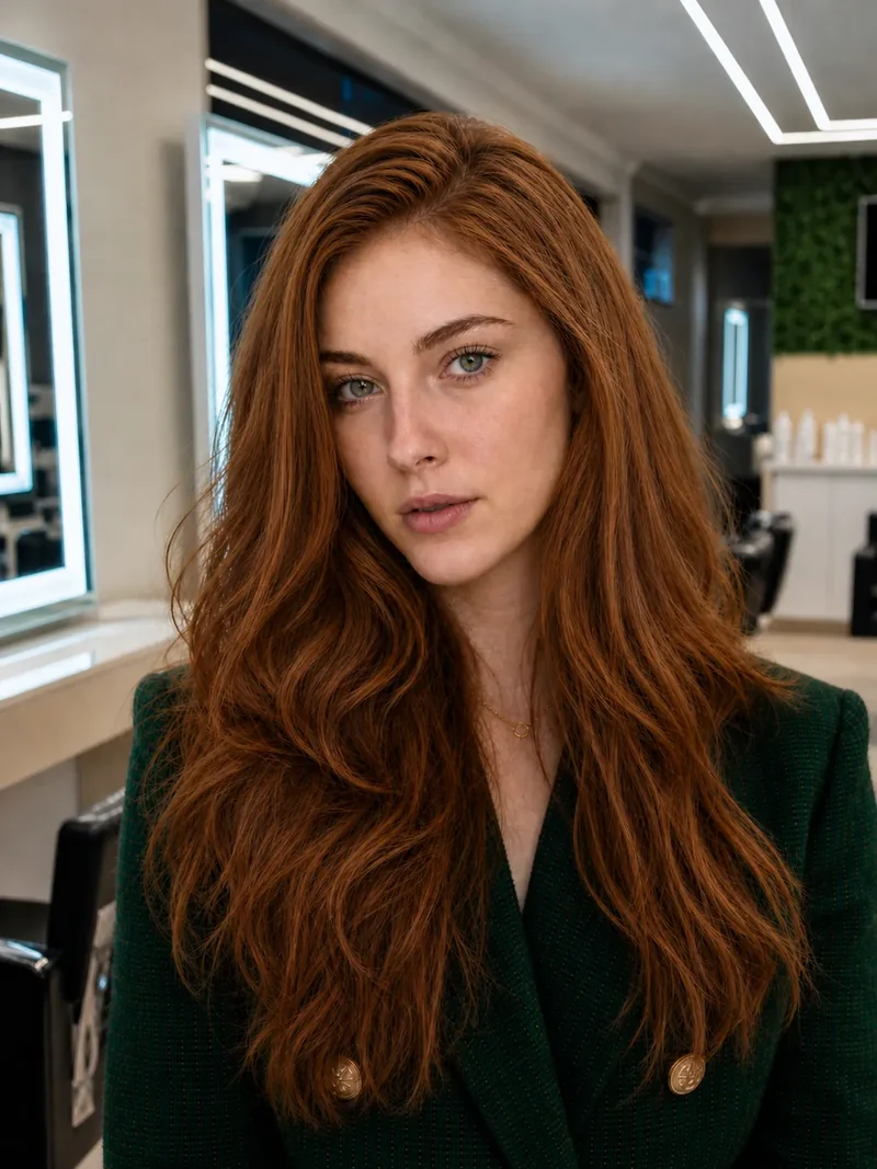 Cabelo ruivo intenso com colorimetria avançada — Studio Brün Recife